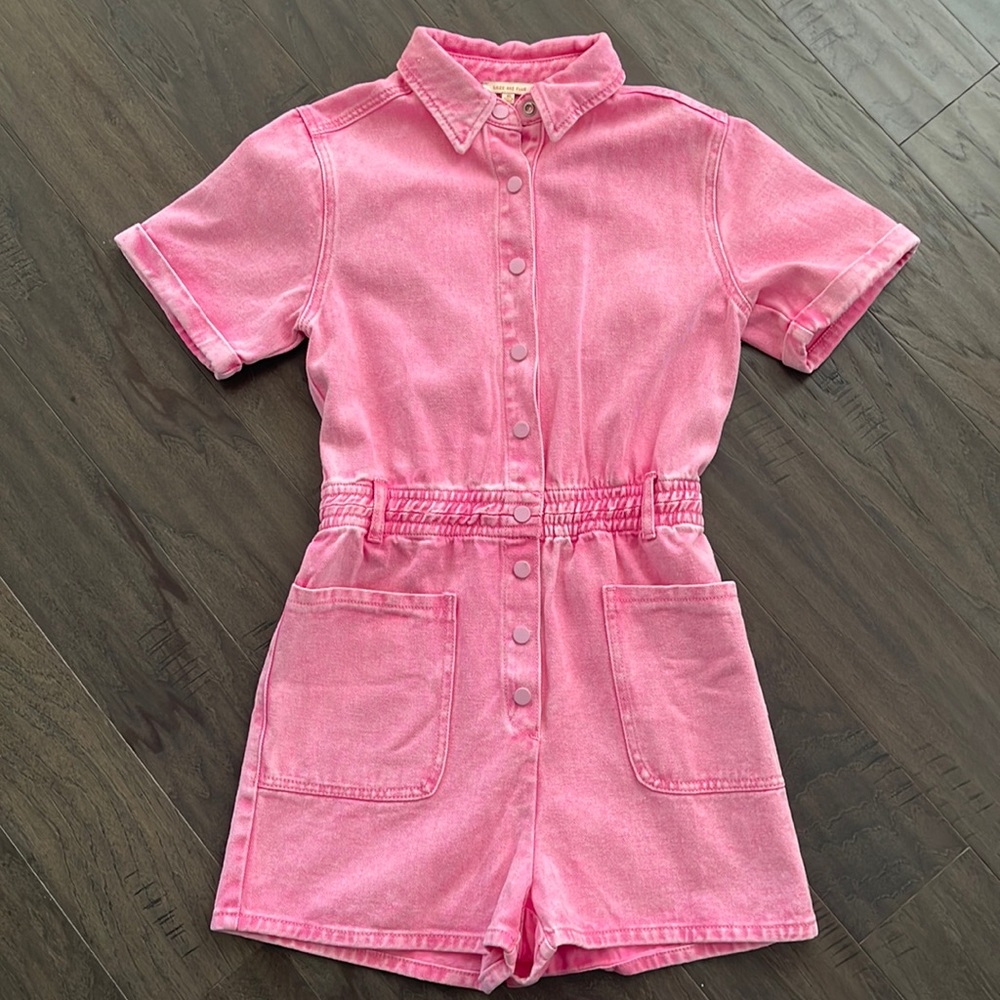 Vici pink denim romper